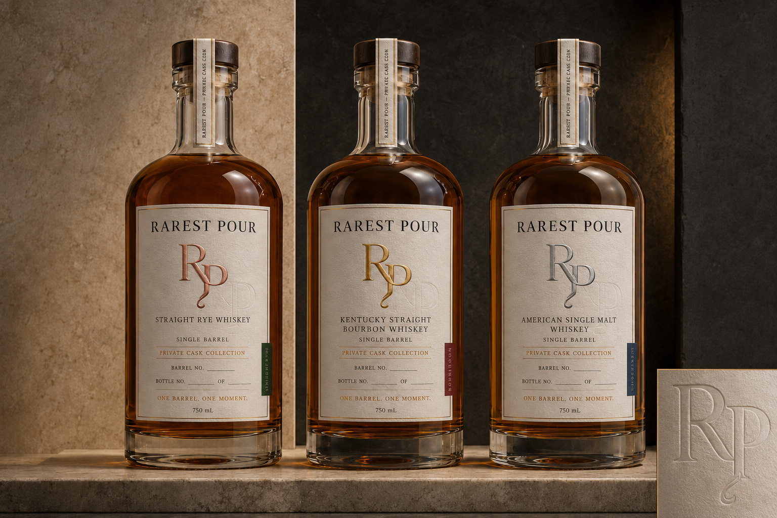 Rarest Pour single-barrel rye, bourbon and American single malt bottles